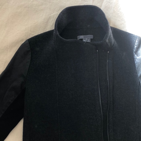 VINCE wool and leather jacket - Picture 3 of 8